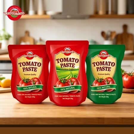 Sachet debout de 56g de concentré triple de pâte de tomate sans additifs pour une excellence culinaire