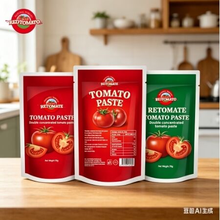 Impression personnalisée 70 g de pâte de tomate concentrée à trois dans une poche debout pour emballage alimentaire