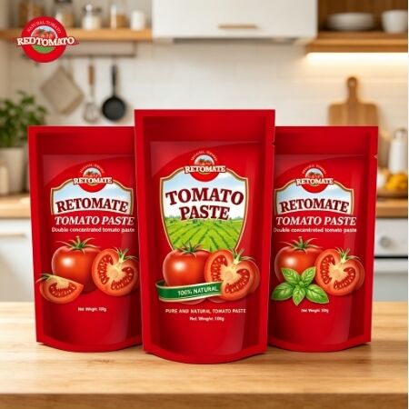 Pâte de tomate triple concentration en sachet debout de 100 g, haute pureté, pour une cuisson polyvalente