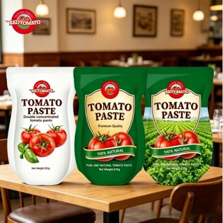 210g de pâte de tomate en sachette debout à triple concentration répond aux normes ISO HACCP BRC et FDA