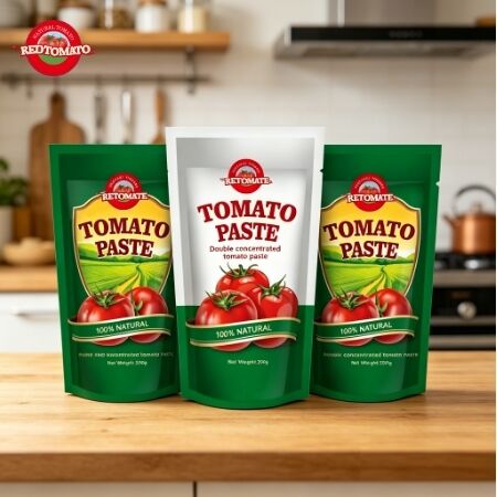 210 g de pâte de tomate en sachette debout à triple concentration et certifié ISO HACCP BRC FDA