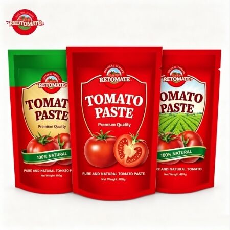 400 g de pâte de tomate en sachets debout avec 30% à 100% de pureté, triple concentration et certification ISO, HACCP, BRC, FDA
