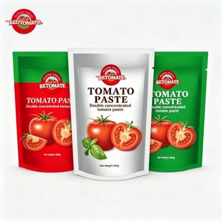 Pâte de tomate en sachet debout de 400 g avec une pureté de 30 à 100 % et une saveur aigre-douce