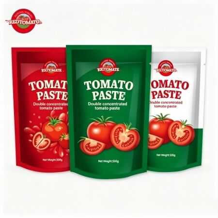 500 g de pâte de tomate en sachet triple concentrée avec goût sucré et acide certifié ISO HACCP BRC FDA