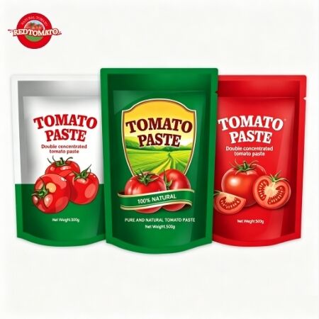 Double pâte de tomate concentrée dans des sachets debout à 500 g pour une utilisation pratique