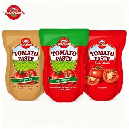 1100 g de pâte de tomate en sachet debout à triple concentration et selon les normes ISO HACCP BRC
