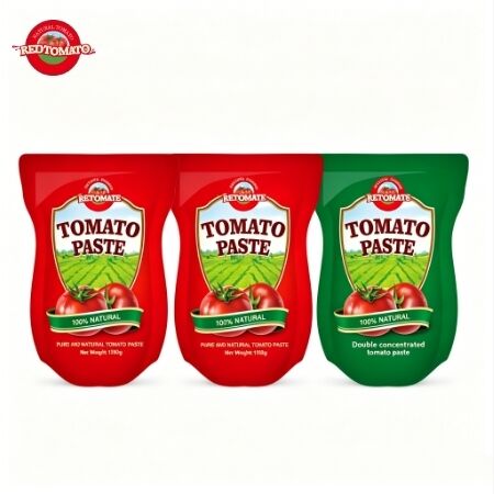 1100 g de pâte de tomate en sachet debout à triple concentration et selon les normes ISO HACCP BRC