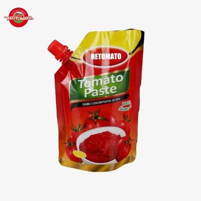 50g à 500g de pâte de tomate double concentrée en sachet debout