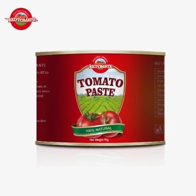 Commodément emballé 70 grammes en conserve de pâte de tomate douce et aigre conviviale