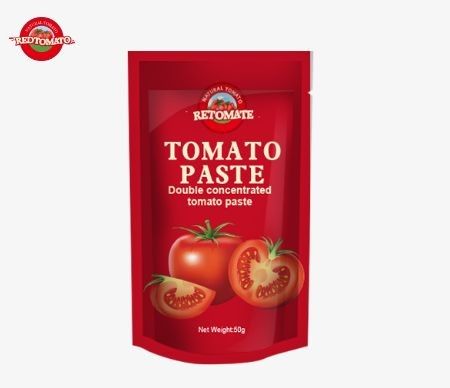 50g de sachet de pâte de tomate conforme aux normes ISO HACCP et BRC garantissant le respect des prix d'usine