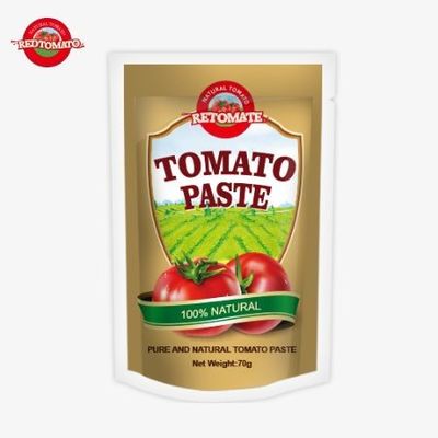 Bonne qualité personnalisée double concentrée plat et debout sachet de tomate organique 70g