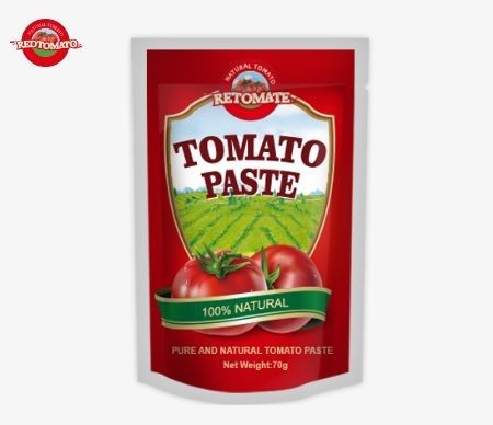 Sachet de pâte de tomate de qualité supérieure de 70 g à double concentration, à la fois plat et debout