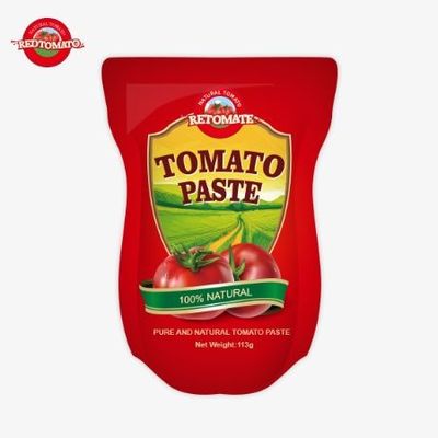 L'usine de pâte de tomate produit 113g de sachets debout suivant les normes de production ISO HACCP BRC et FDA