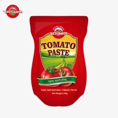 Sachet de pâte de tomate sucrée et aigre de 140 g, disponible à des niveaux de pureté de 22% à 30%