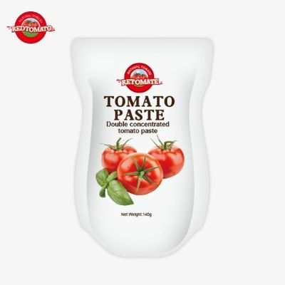 Sachet de pâte de tomate sucrée et aigre de 140 g, de pureté allant de 22% à 30%