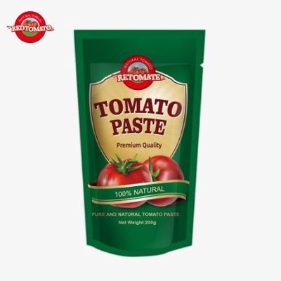 200 g de pâte de tomate double concentrée en sachette debout avec certification FDA