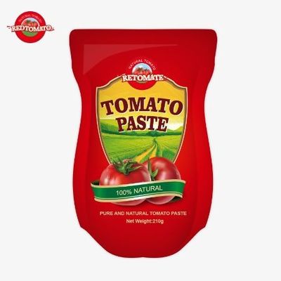 210g en sachet debout La pâte de tomate est fabriquée conformément aux normes de production ISO HACCP BRC et FDA