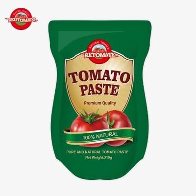 La production de pâte de tomate en sachet debout de 210 g est conforme aux normes de fabrication ISO HACCP BRC et FDA