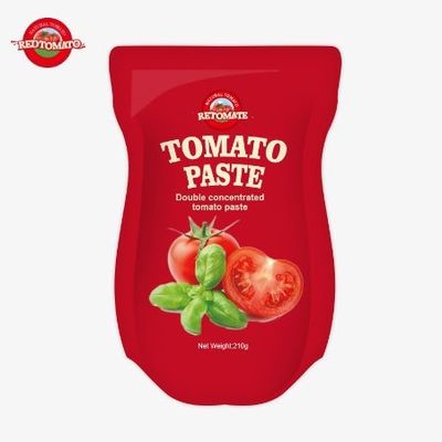 La pâte de tomate en sachet debout de 210g répond aux normes ISO HACCP BRC et FDA en production.