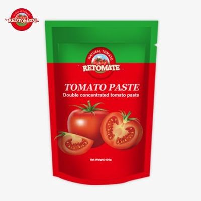 400 g de pâte de tomate en sachet, pratique, savoureuse et 30% à 100% pure.