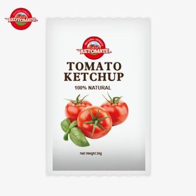 Sachet de ketchup de tomate OEM de 36 g fabriqué en usine en Chine avec des ingrédients naturels purs offerts à prix d'usine