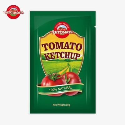 Des sachets de ketchup de 50 g de qualité supérieure en provenance de Chine, certifiés par l'ISO, le HACCP et la FDA, disponibles à des prix d'usine