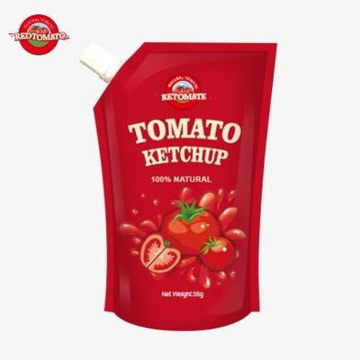 Le ketchup en sachets de 56 g certifié ISO a une saveur naturelle pure et répond aux normes internationales de production.