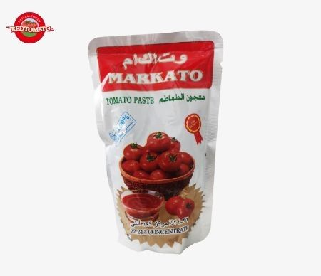 Sacs de pâte de tomate de haute qualité disponibles en forme debout, double concentrée et pesant 70 g