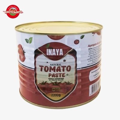INAYA 2200g Concentré de tomate en conserve avec un couvercle difficile à ouvrir, concentré à Brix 28–30%, disponible avec services de conception d'emballage.